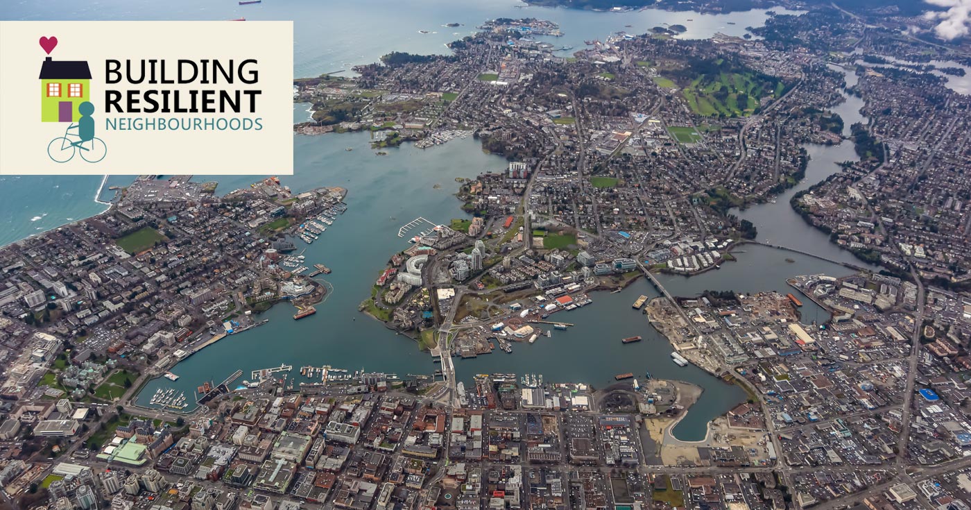 Aerial view of Victoria and Victoria harbour and the surrounding neighbourhoods.
